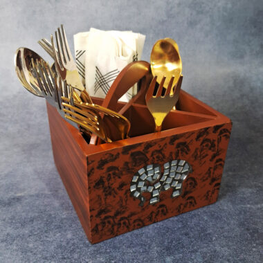 Cutlery Organizer With Beautiful Mirror Elephant Design