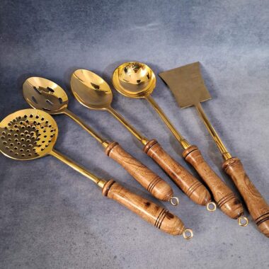 Brass Serving Spoons 5 Pieces Set