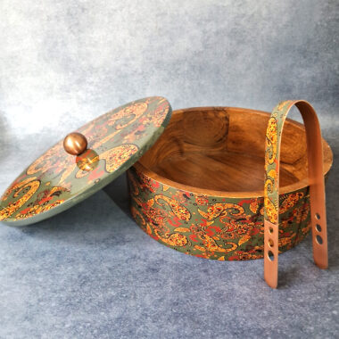 Wooden Printed Casserole - Grey