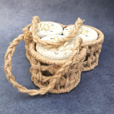 Homemade Basket Hamper with 3 Airtight Jars with Pearl Lid