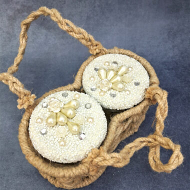 Handmade Basket Hamper with 2 Airtight Jars with Pearl Lid