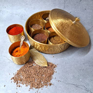 Handmade Full Engraved Pure Brass Masala / Spice Box