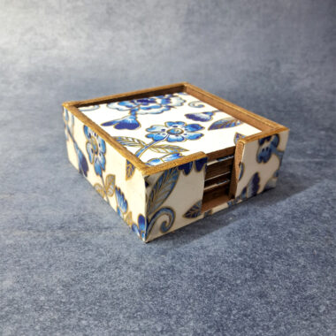 Handcrafted Glossy Marble Finish Wooden Coasters