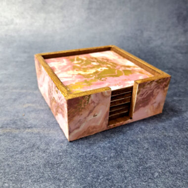 Handcrafted Glossy Marble Finish Wooden Coasters