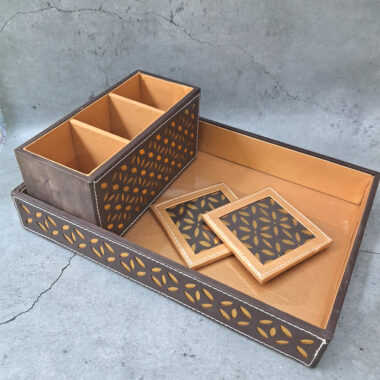 Multipurpose Designer Leather Bedside Table Tray
