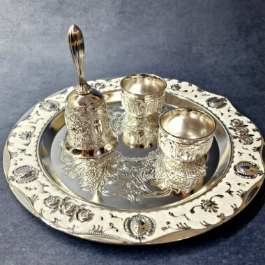 White Enamel German Silver PUJA THALI