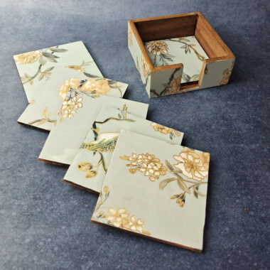 Handcrafted Glossy Marble Finish Wooden Coasters