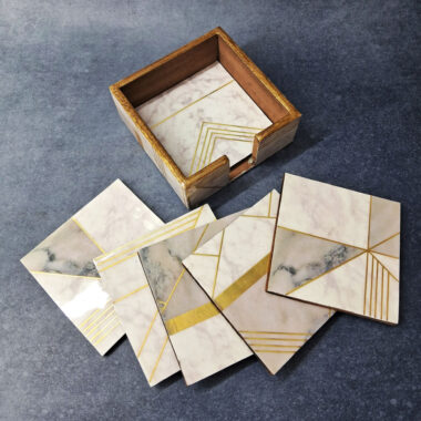 Handcrafted Marble Finish Wooden Coasters