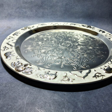 German Silver Elephant Design Plate /Platter